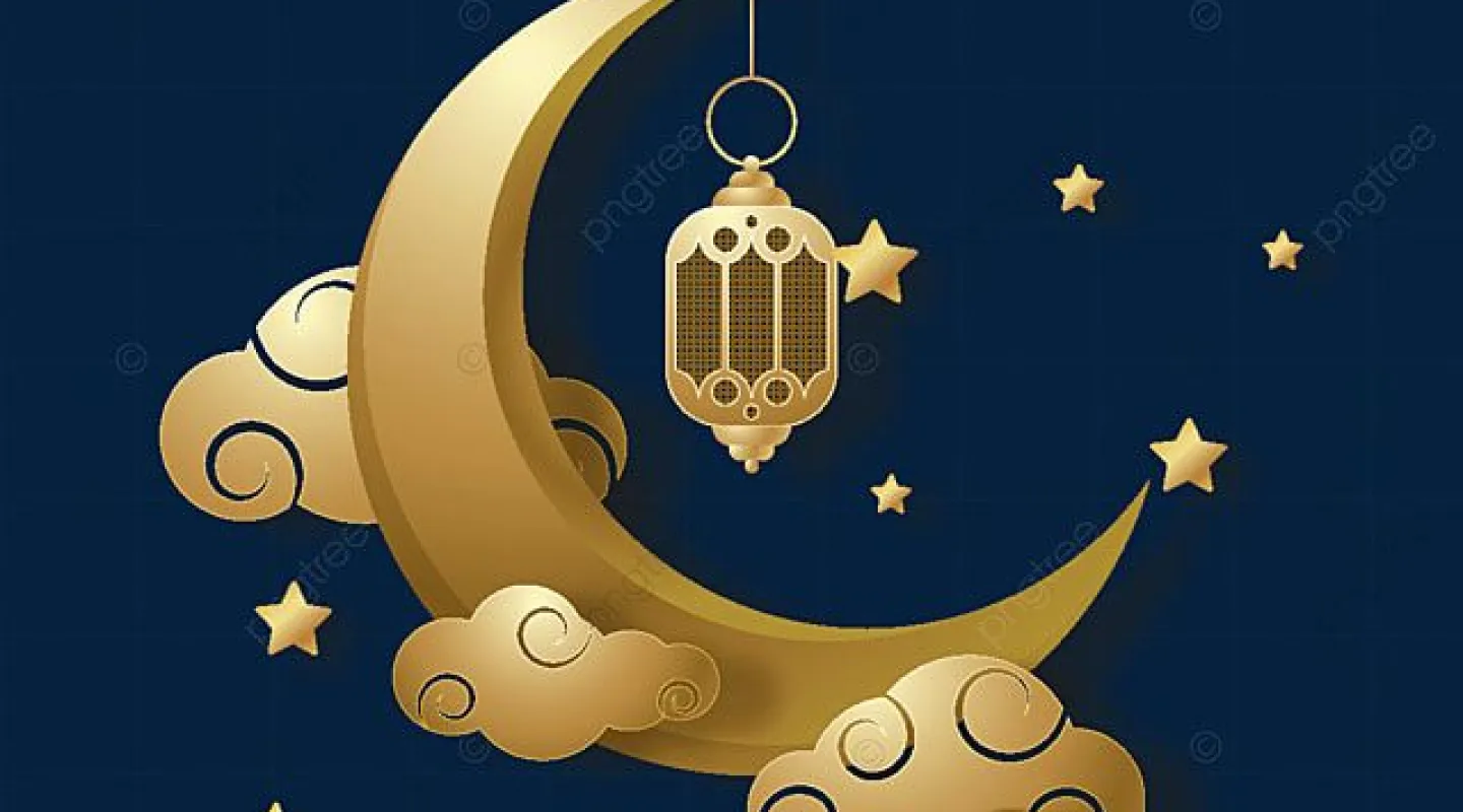 ilustrasi bulan sabit emas dengan lentera untuk bulan ramadhan keemasan ramadan ramadhan png dan vektor dengan background transparan untuk unduh gratis